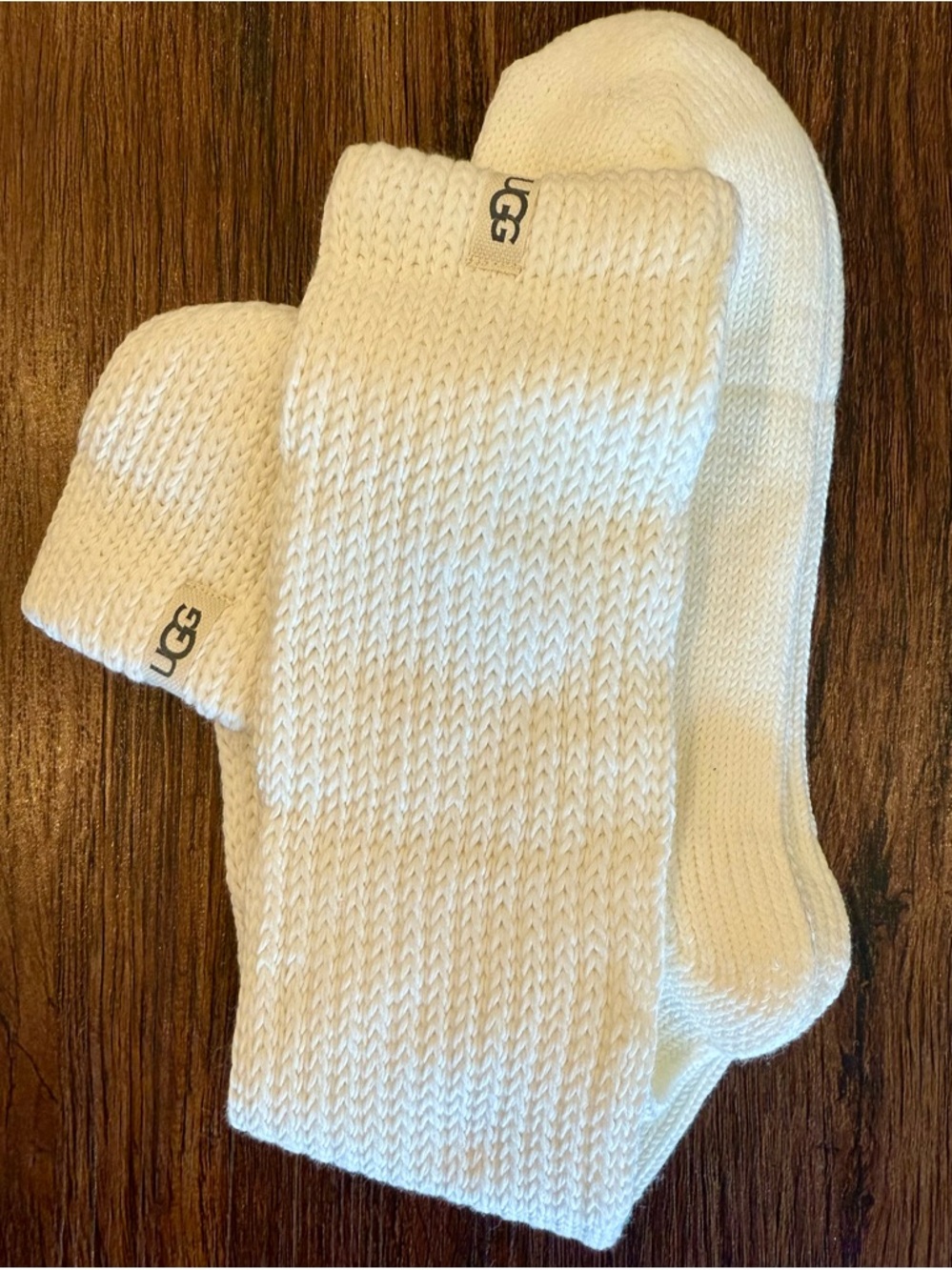 UGG Womens Cream Knit Tall Socks NEW